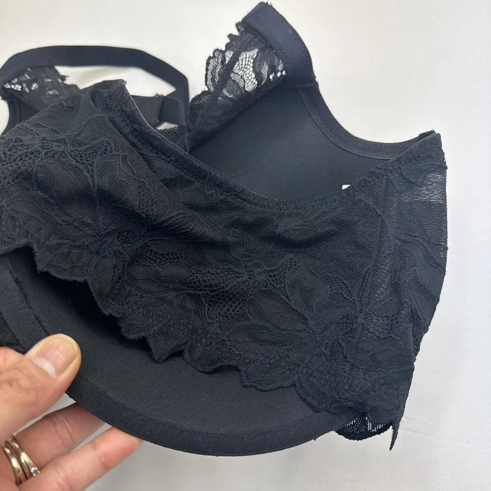NWT Auden Black Laced‎ Push-Up Plunge Coverage Underwire Bra Size 46DDD